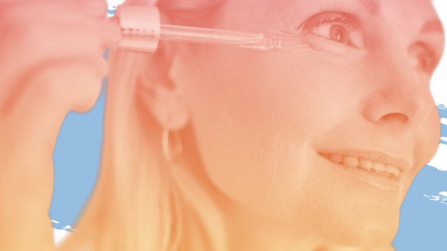 Blonde woman applying serum with a dropper, for the BelleSkin article Where to Buy Authentic C E Ferulic in Canada