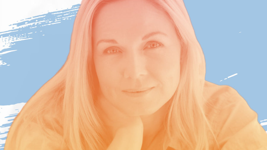 Blonde woman resting her chin on her hand, for the BelleSkin article A Barrier-First Routine, Morning and Night, for Skin Over 40