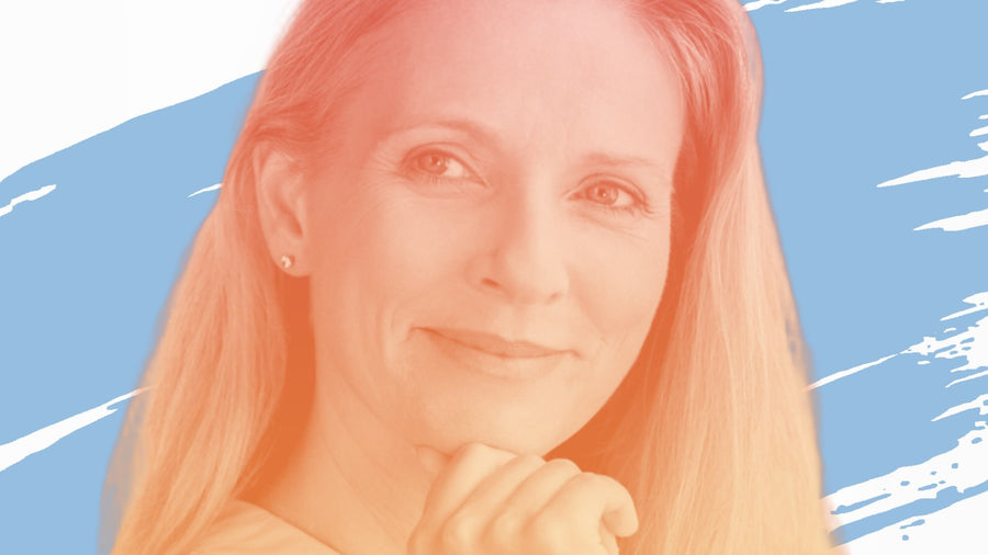 Blonde woman resting her chin on her hand, for the BelleSkin article Peptides vs Retinol for Mature Skin: Which Fits Your Routine?