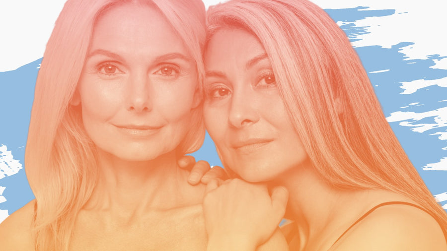 Two smiling women, one blonde and one with grey hair, for the BelleSkin article ZO Skin Health USA vs Canada: Buying the Real Thing Here